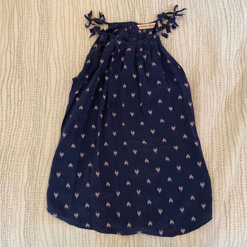 💙 Rebecca Taylor Halter Style Blouse with Heart Print and Beading - Picture 2 of 5